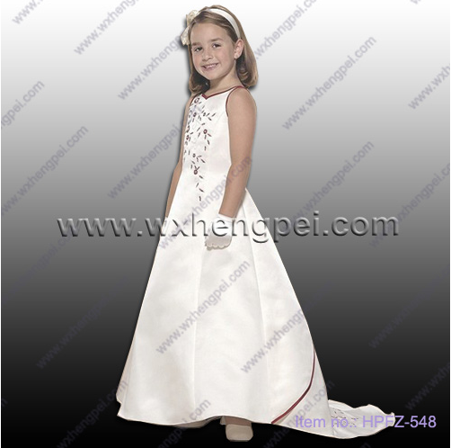 The new delicate princess yarn lace flower girl dress