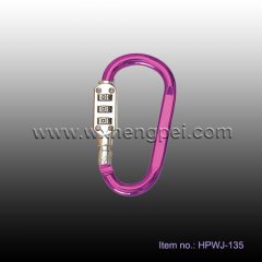 D shape steel locking carabiner for climbing (HPWJ-135)